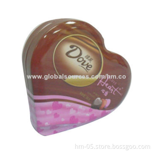 Heart-shaped Chocolate Tin Can, FDA, LFGB, EN 71, SGS and BV Certified